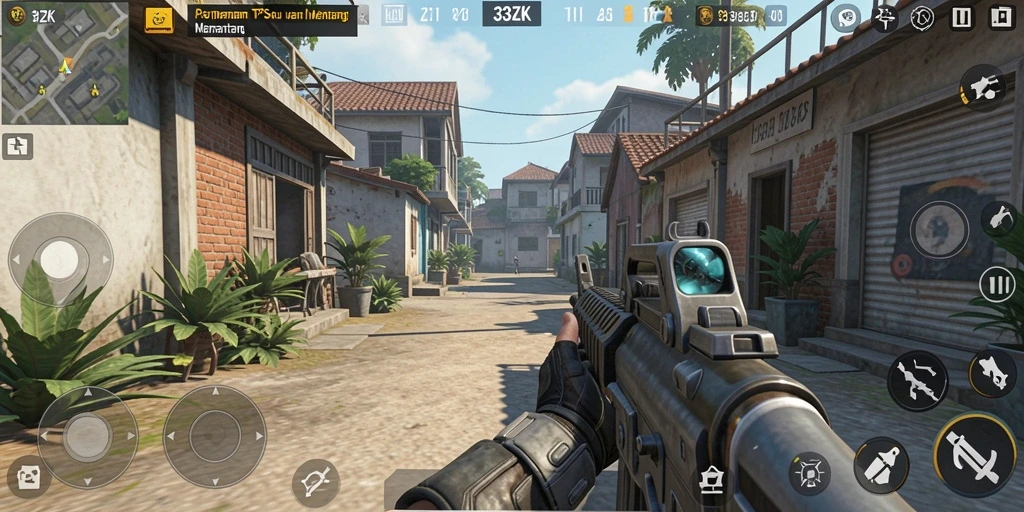 Screenshot gameplay 33ZK dengan aksi mendebarkan pemain TPS.