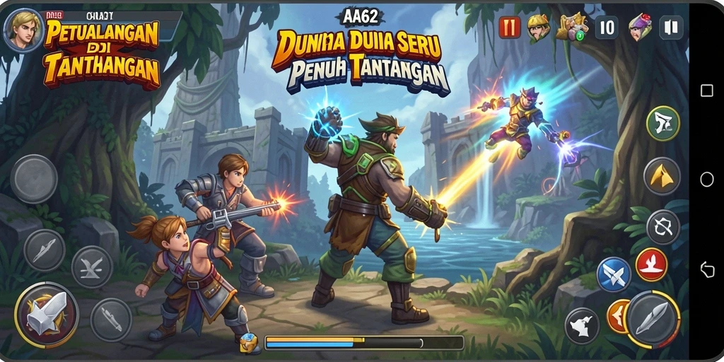 Screenshot gameplay AA62 menampilkan petualangan yang mendebarkan.