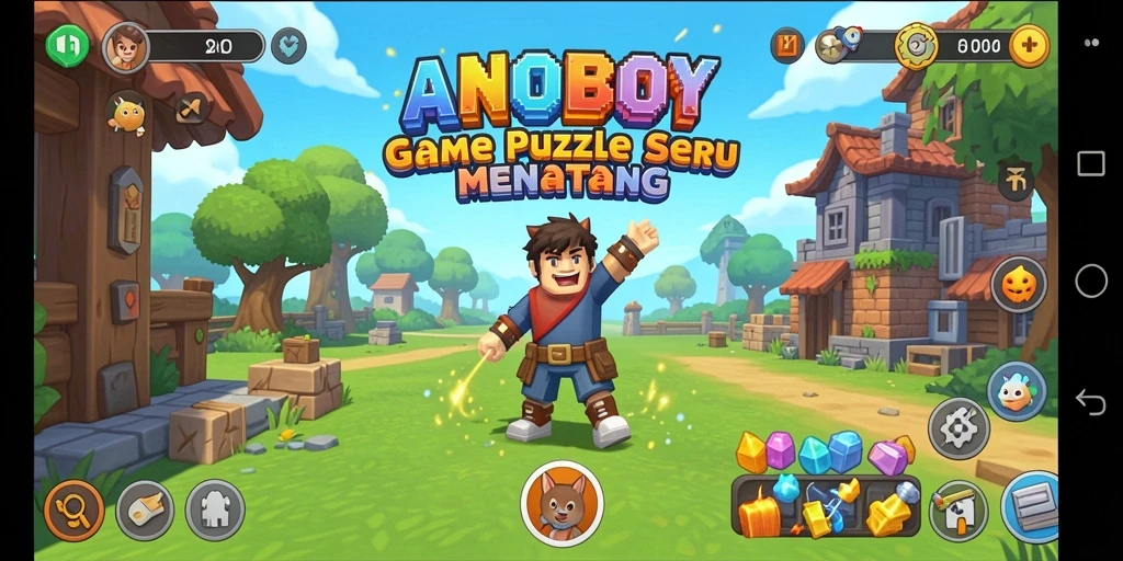 Tampilan gameplay Puzzle yang menarik dan menantang di ANOBOY.