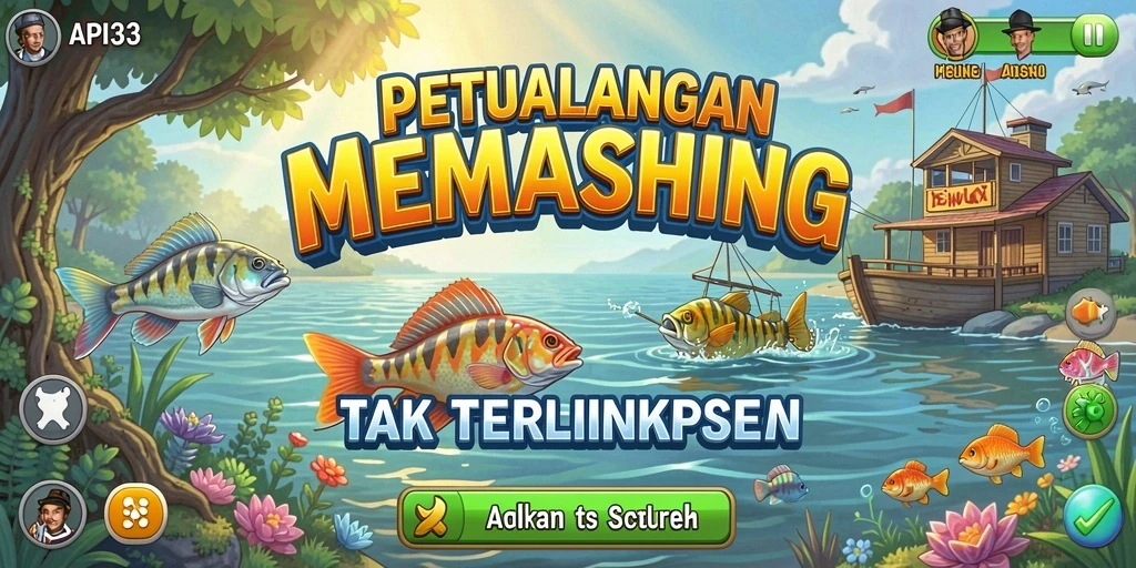 Screenshot gameplay API33 yang menampilkan petualangan memancing seru.