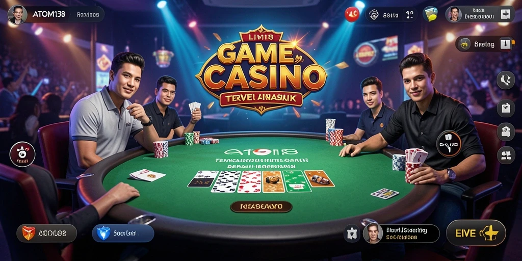 Tampilan gameplay Live Casino yang menarik dan interaktif di ATOM138.