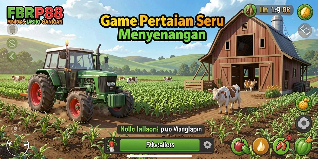 Screenshot FBRP88 menampilkan petani yang sedang panen hasil pertanian.
