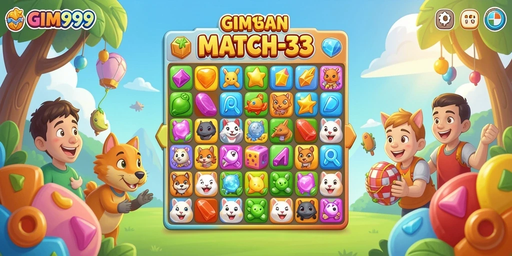 Gameplay seru GIM999 dalam gaya Match-3 yang menantang.