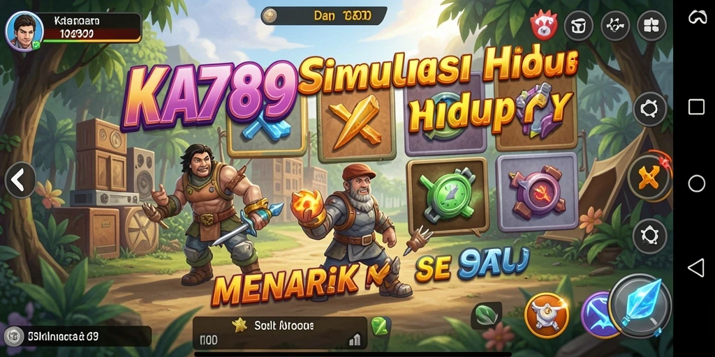 Screenshot KA789 menunjukkan karakter berinteraksi dalam dunia simulasi yang dinamis.