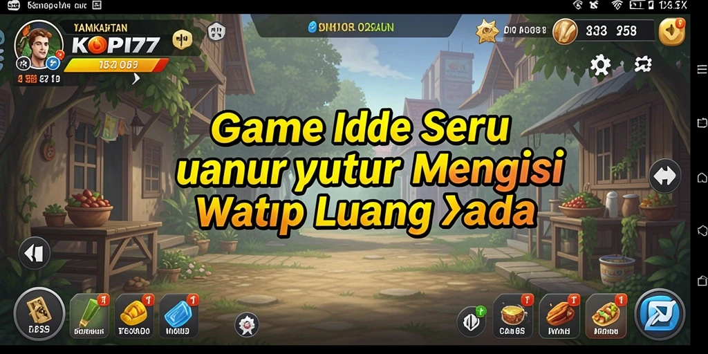 Screenshot gameplay KOPI77 menunjukkan kedai kopi yang penuh warna dan animasi aktif.