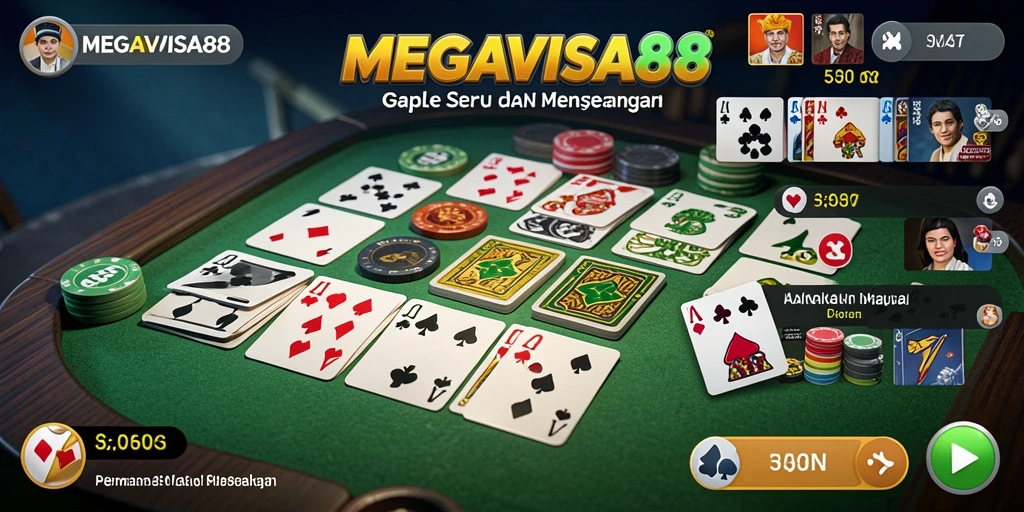 Tampilan gameplay seru dari MEGAVISA88 dengan tema Gaple.