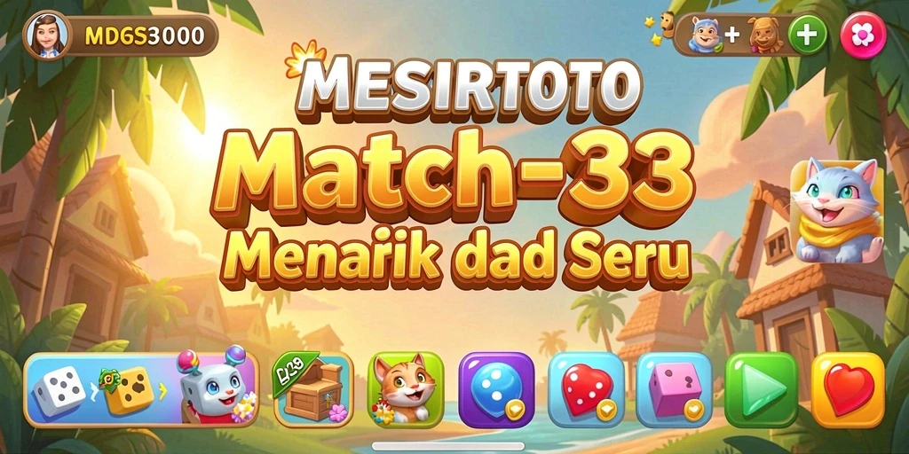 Tampilan permainan Match-3 seru di MESIRTOTO dengan grafis menawan.