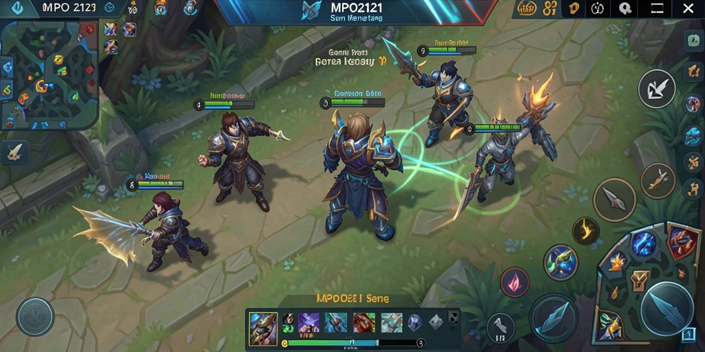 Screenshot gameplay MPO2121 yang menampilkan pertempuran tim yang seru.