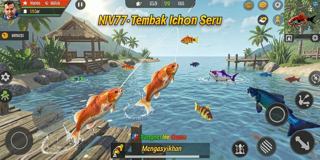 Tampilan gameplay NV77 yang menarik saat berburu ikan.