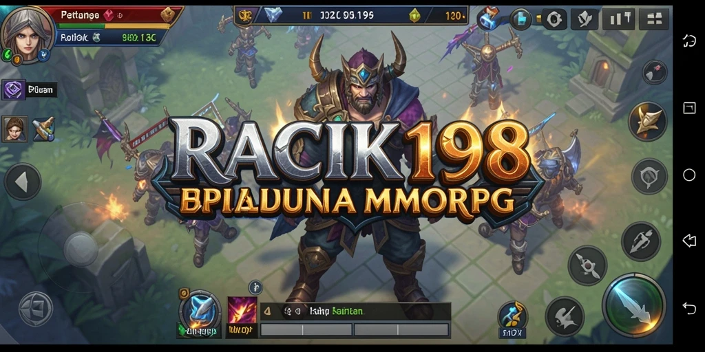 Screenshot gameplay RACIK198 menampilkan pertarungan epik dalam dunia MMORPG.