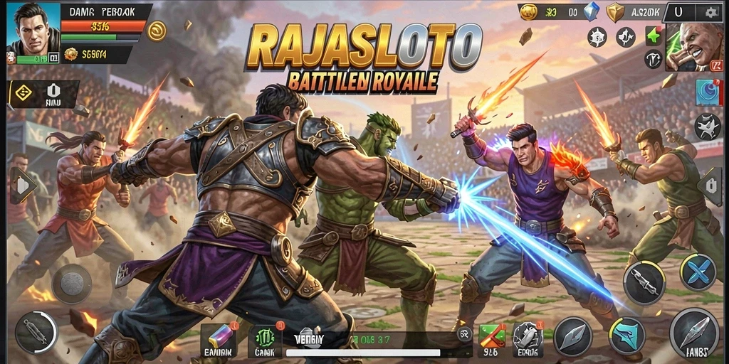Tampilan menegangkan dari pertempuran di RAJASLOTO dalam mode Battle Royale.