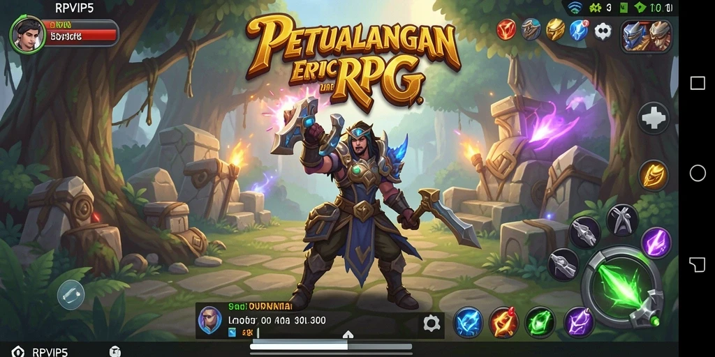 Tangkapan layar RPVIP5 menampilkan pertarungan epik dalam dunia RPG.