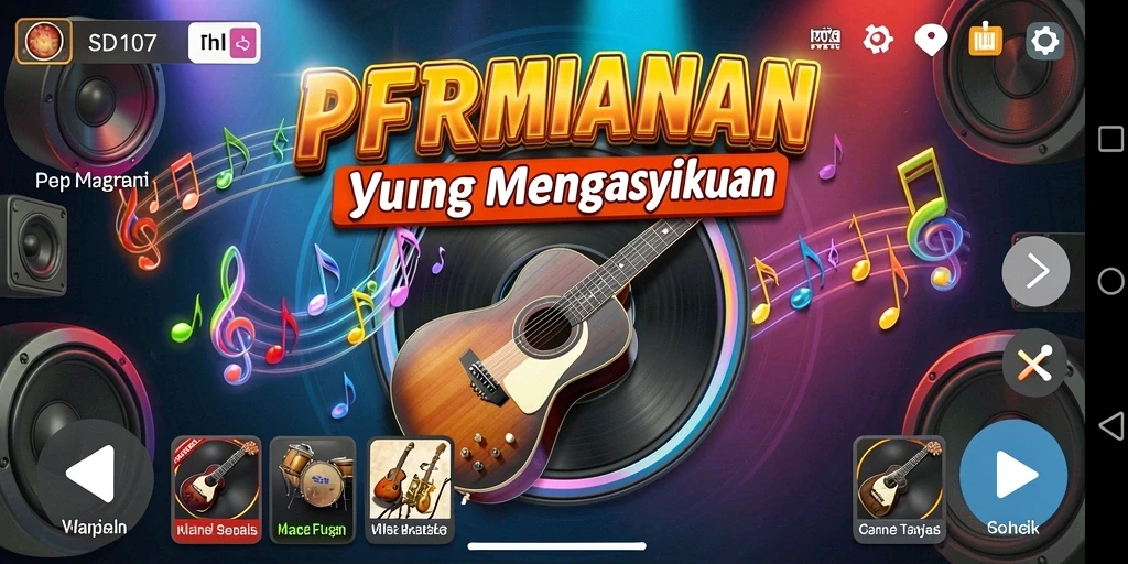 Screenshot gameplay SD107 menampilkan pengalaman interaksi musik yang seru.