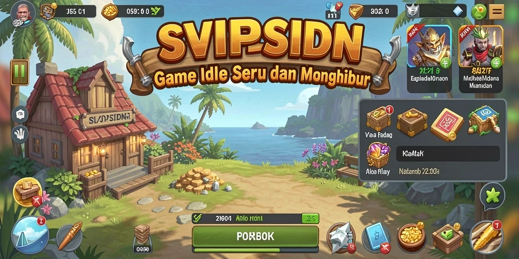 Tampilan gameplay SVIPSIDN dengan karakter yang bekerja secara otomatis.