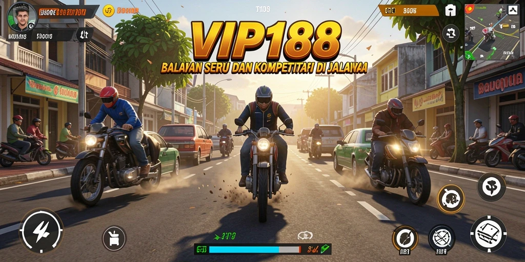 Tangkapan layar gameplay <strong>VIP188</strong> menampilkan balapan yang intens dan penuh adrenalin.